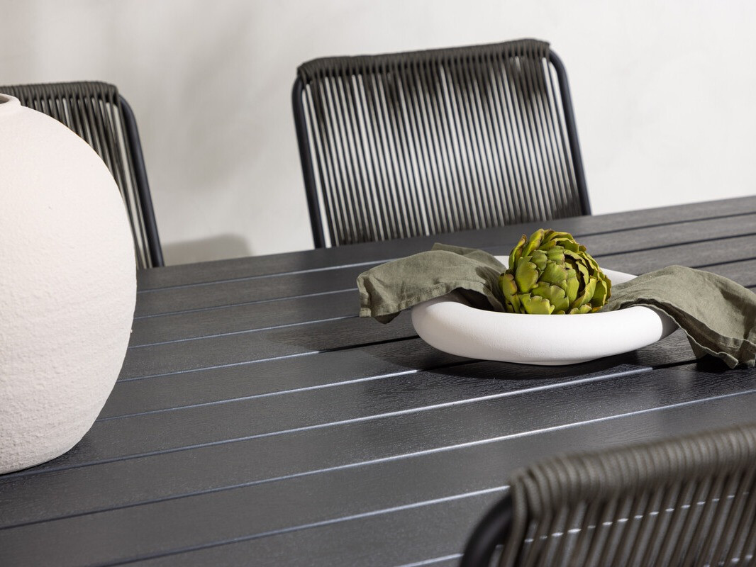 Conjunto de mesa e cadeiras Dallas 4038 (Cinzento escuro + Preto)