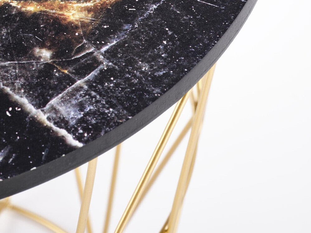 Mesa de centro Houston 1454 (Dourado + Mármore preto)