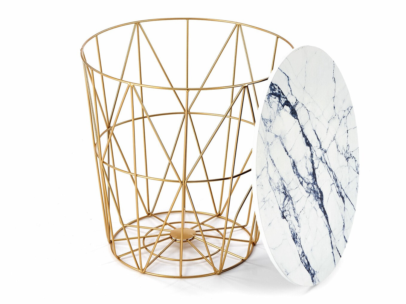 Mesa para revistas Houston 1454 (Dourado + Marmore branco)