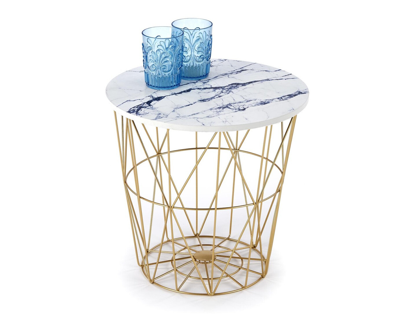 Mesa para revistas Houston 1454 (Dourado + Marmore branco)