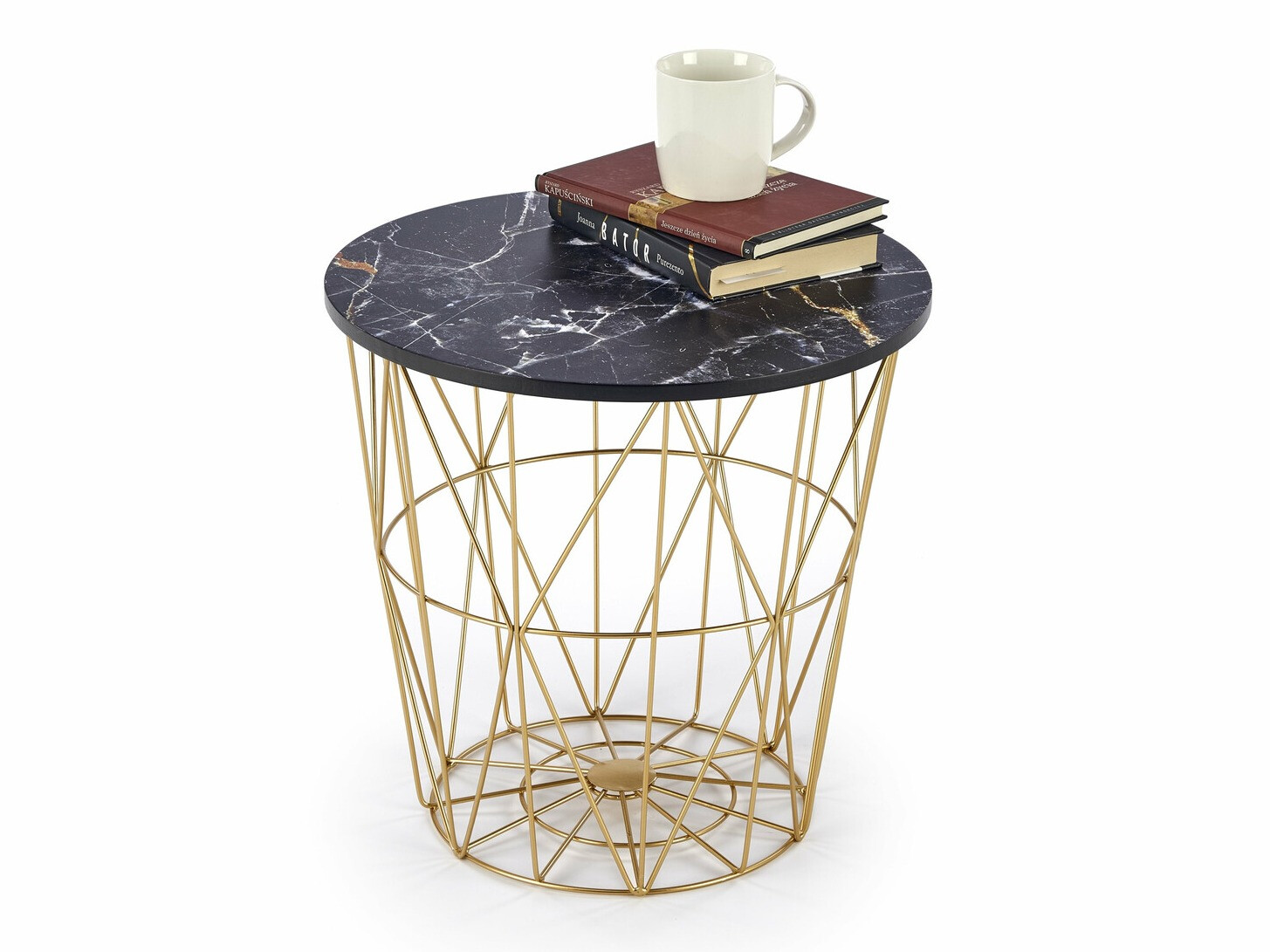 Mesa para revistas Houston 1454 (Dourado + Mármore preto)