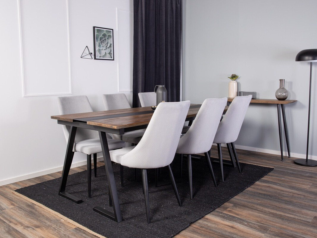 Conjunto para refeições Dallas 4074 (Cinzento claro + Preto)