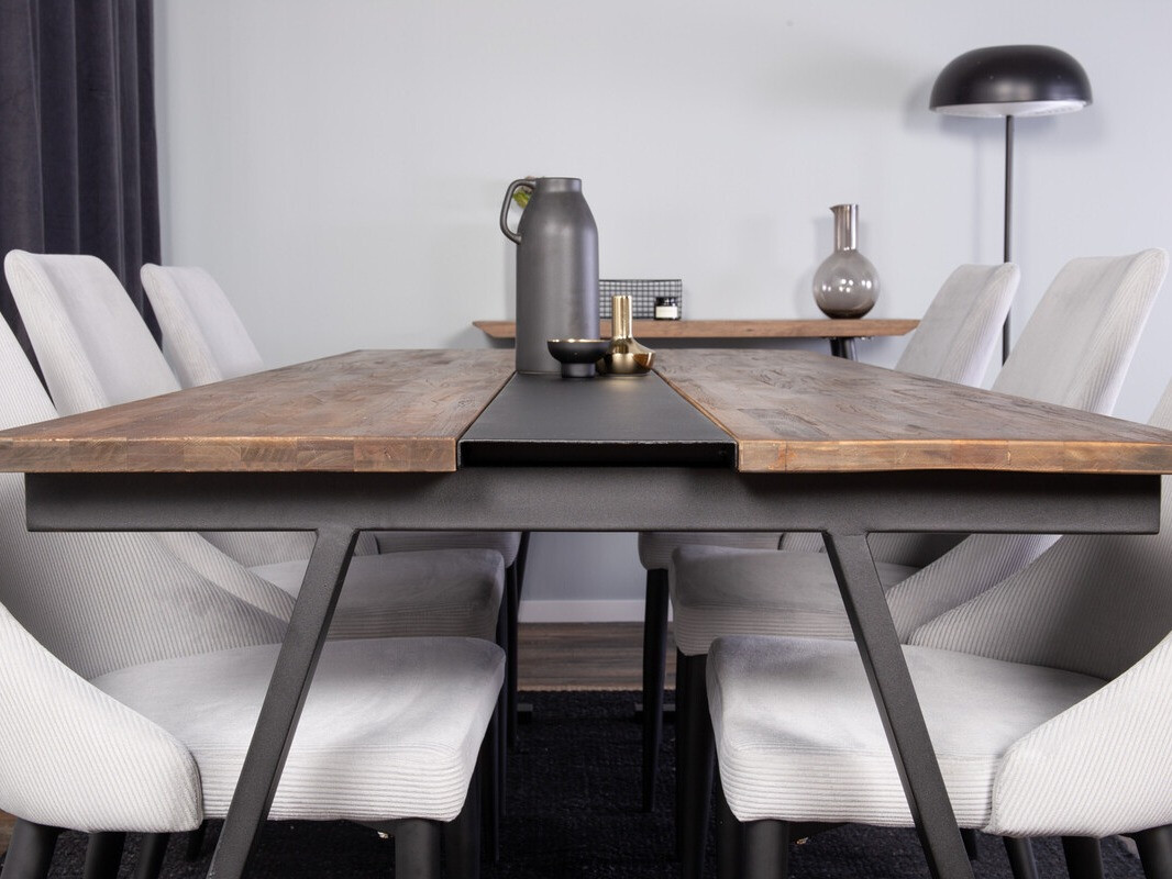 Conjunto para refeições Dallas 4074 (Cinzento claro + Preto)