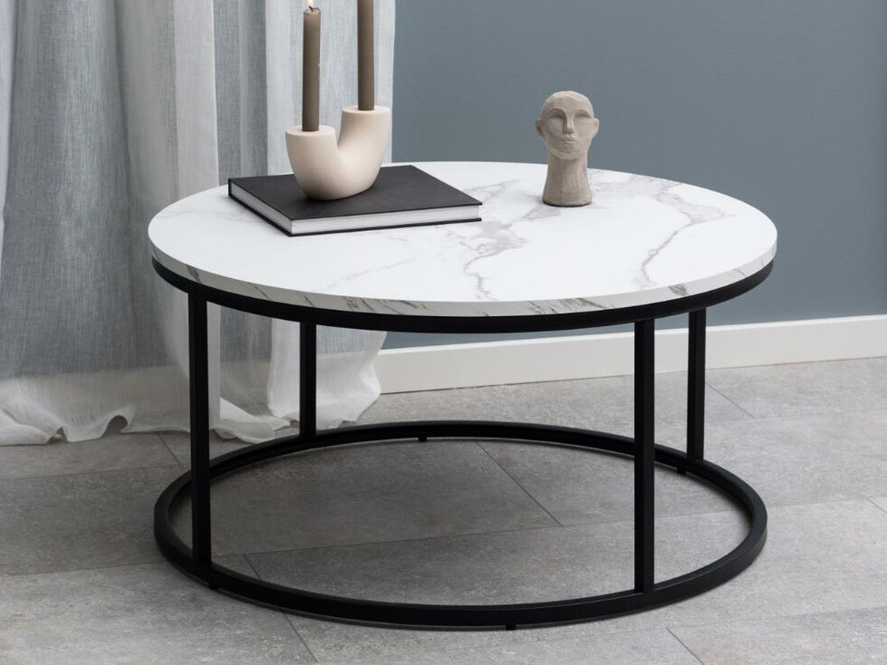 Mesa de centro Norsica 692 (Preto + Marmore branco)