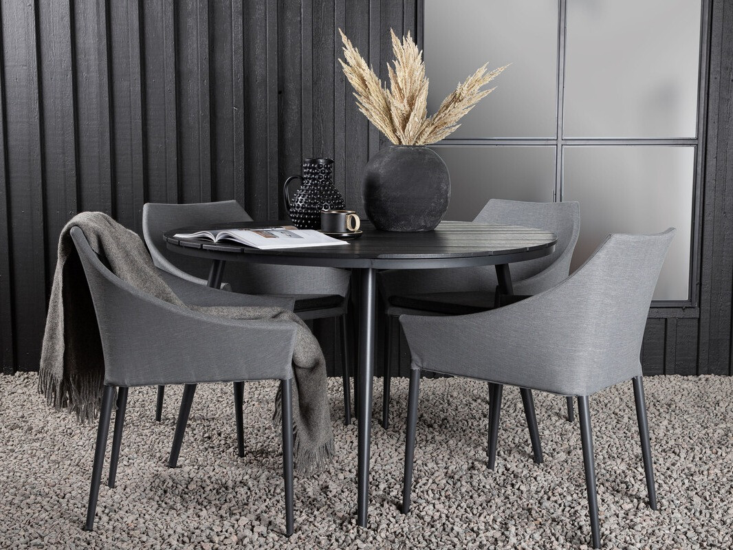 Conjunto de mesa e cadeiras Dallas 4089 (Preto + Cinzento)