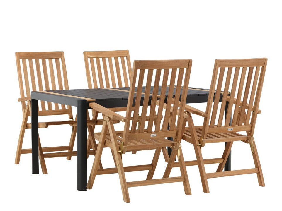Conjunto de mesa e cadeiras Dallas 4090 (Preto + Castanho)