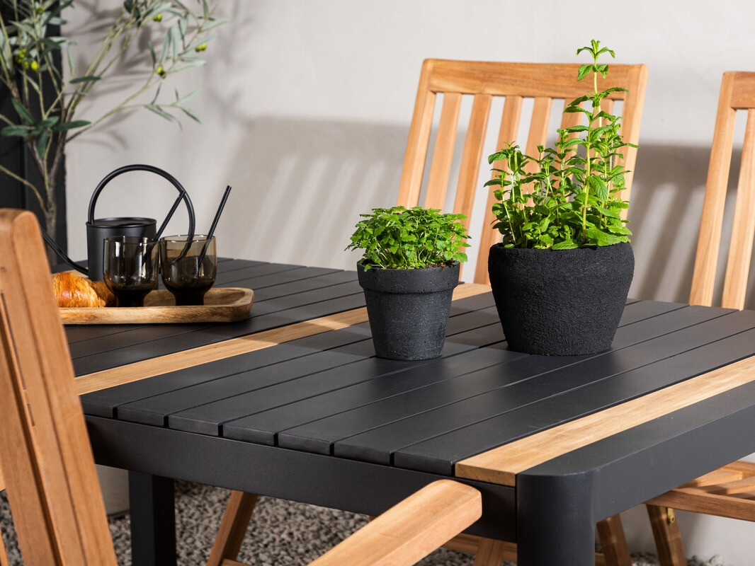 Conjunto de mesa e cadeiras Dallas 4090 (Preto + Castanho)