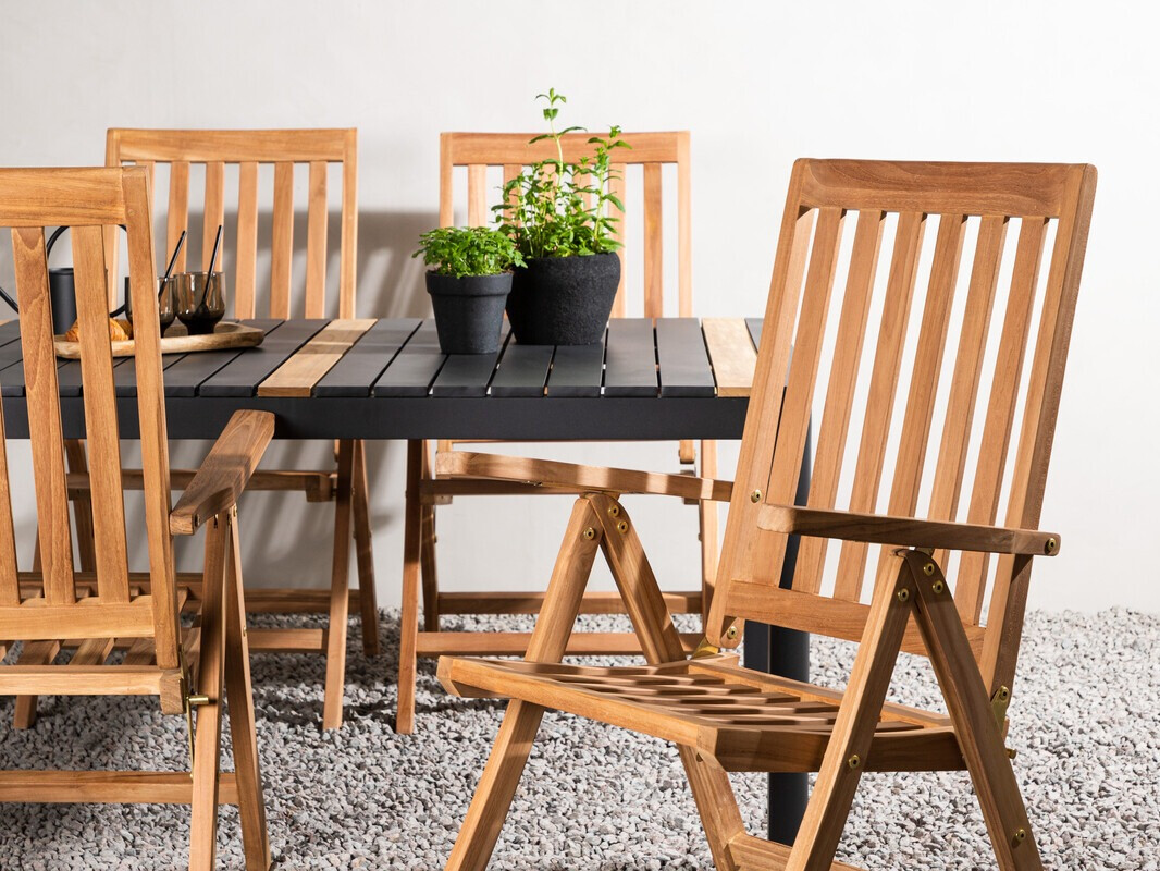 Conjunto de mesa e cadeiras Dallas 4090 (Preto + Castanho)