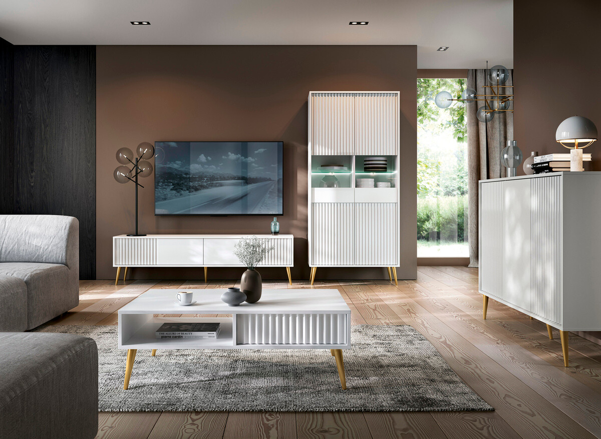 Mesa de centro Cirferi 103 (Branco + Dourado)