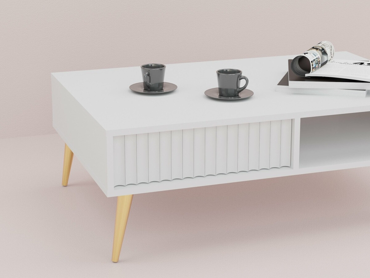 Mesa de centro Cirferi 103 (Branco + Dourado)