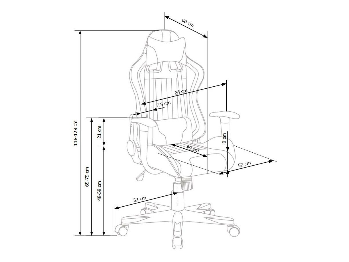 Cadeira de gaming Houston 1489 (Cinzento claro + Turquesa)