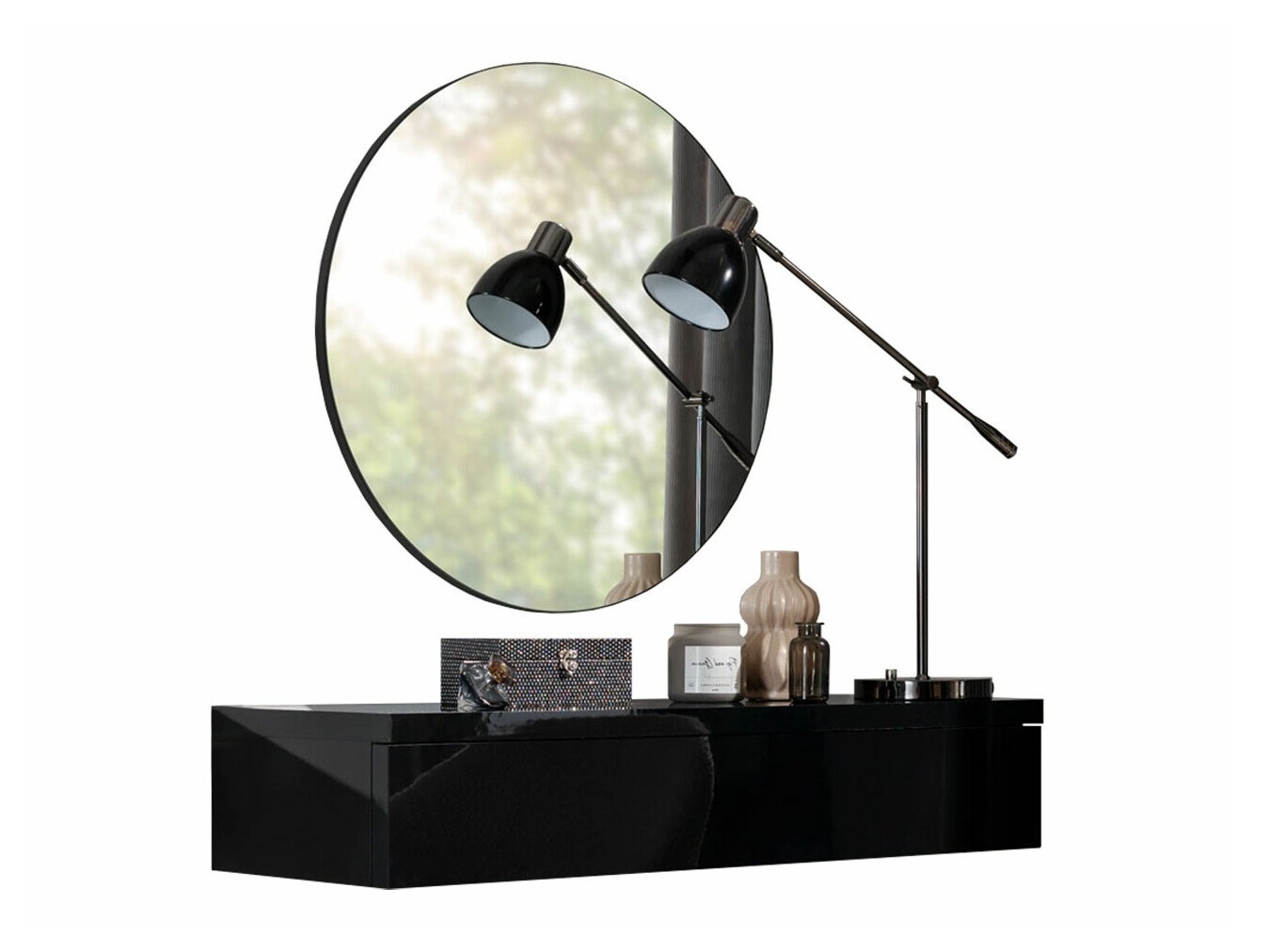 Toucador Delpher I (Preto + Preto brilhante)