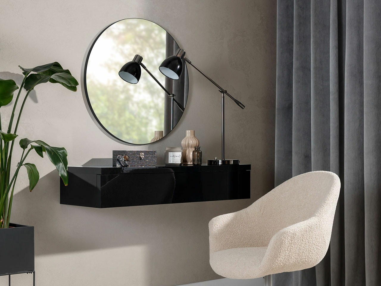 Toucador Delpher I (Preto + Preto brilhante)