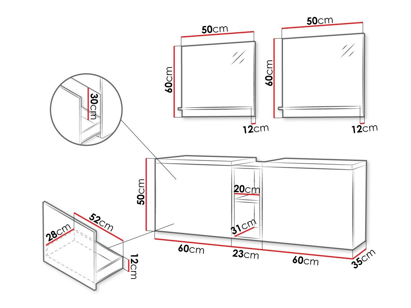 Conjunto para casa de banho Comfivo Delphinus VI (Branco)