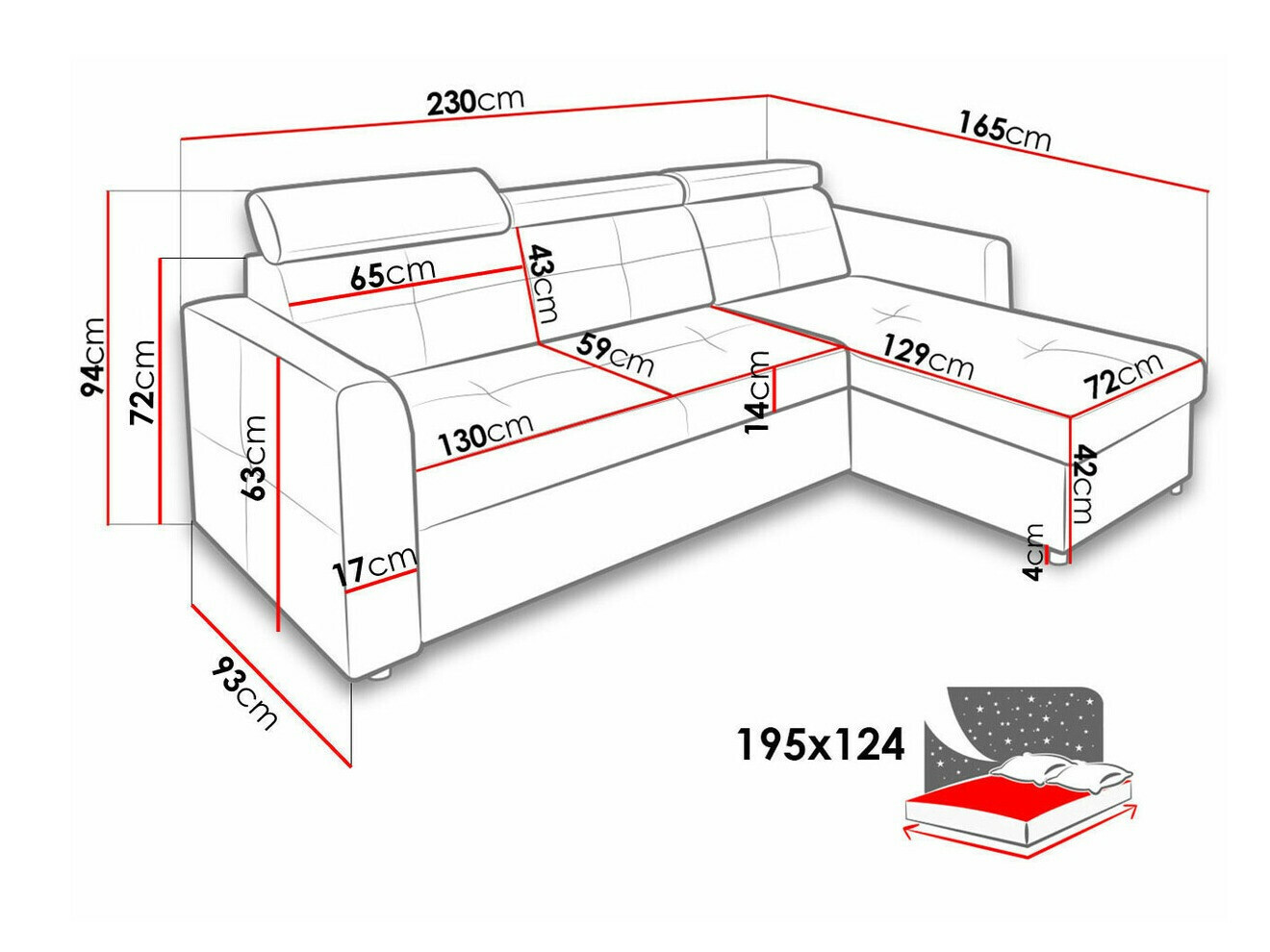 Sofá de canto Temple 124