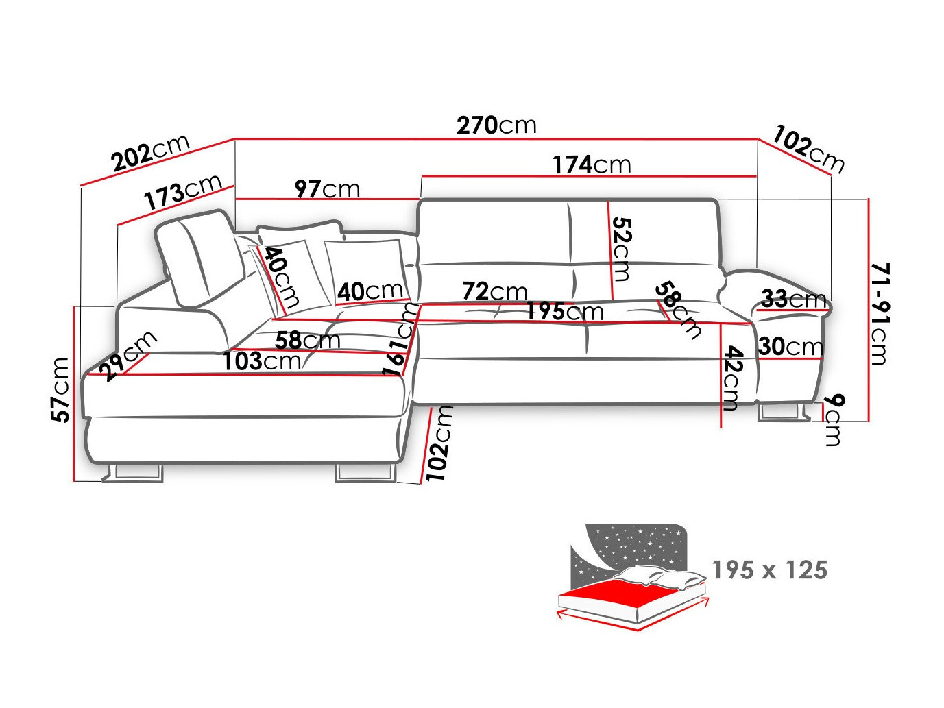 Sofá de canto Comfivo Ruta I (Poso 100)