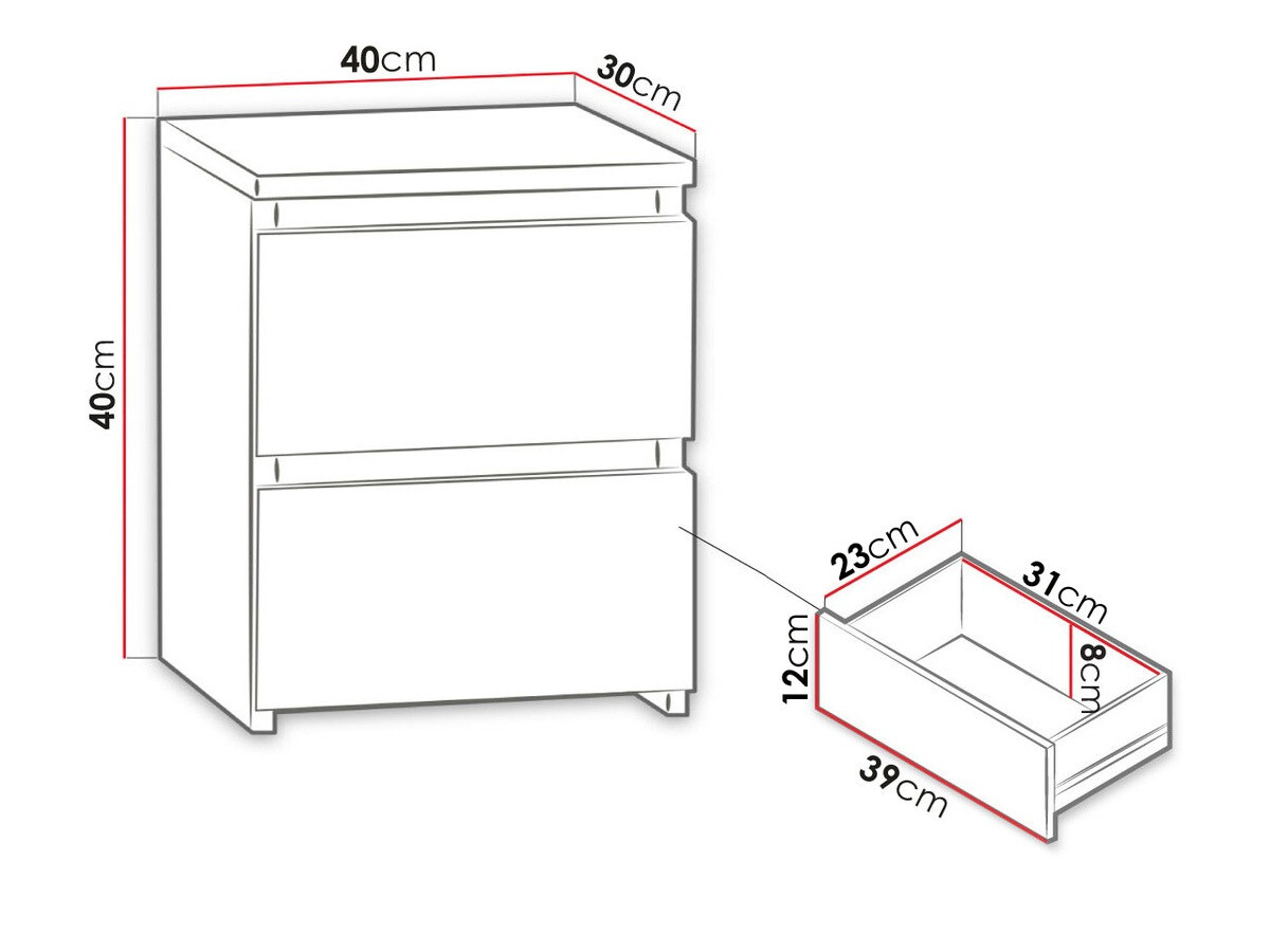 Mesa de cabeceira Comfivo Structor I (Branco)