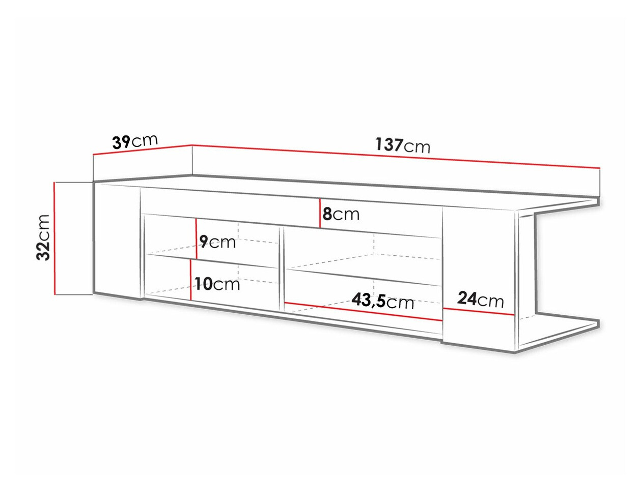 Móvel de TV Ver (Branco + Branco brilhante)