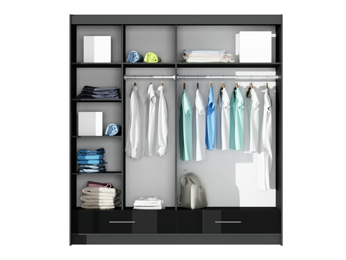 Roupeiro Honolulu 162 (Preto brilhante + Preto)