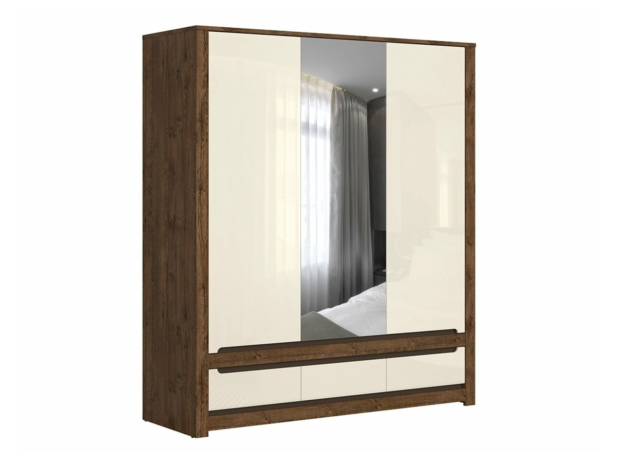 Roupeiro Ophevaru 114 (Creme brilhante + April carvalho)