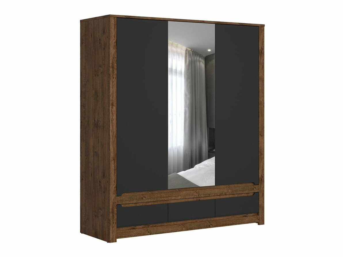 Roupeiro Ophevaru 114 (Preto matte + April carvalho)