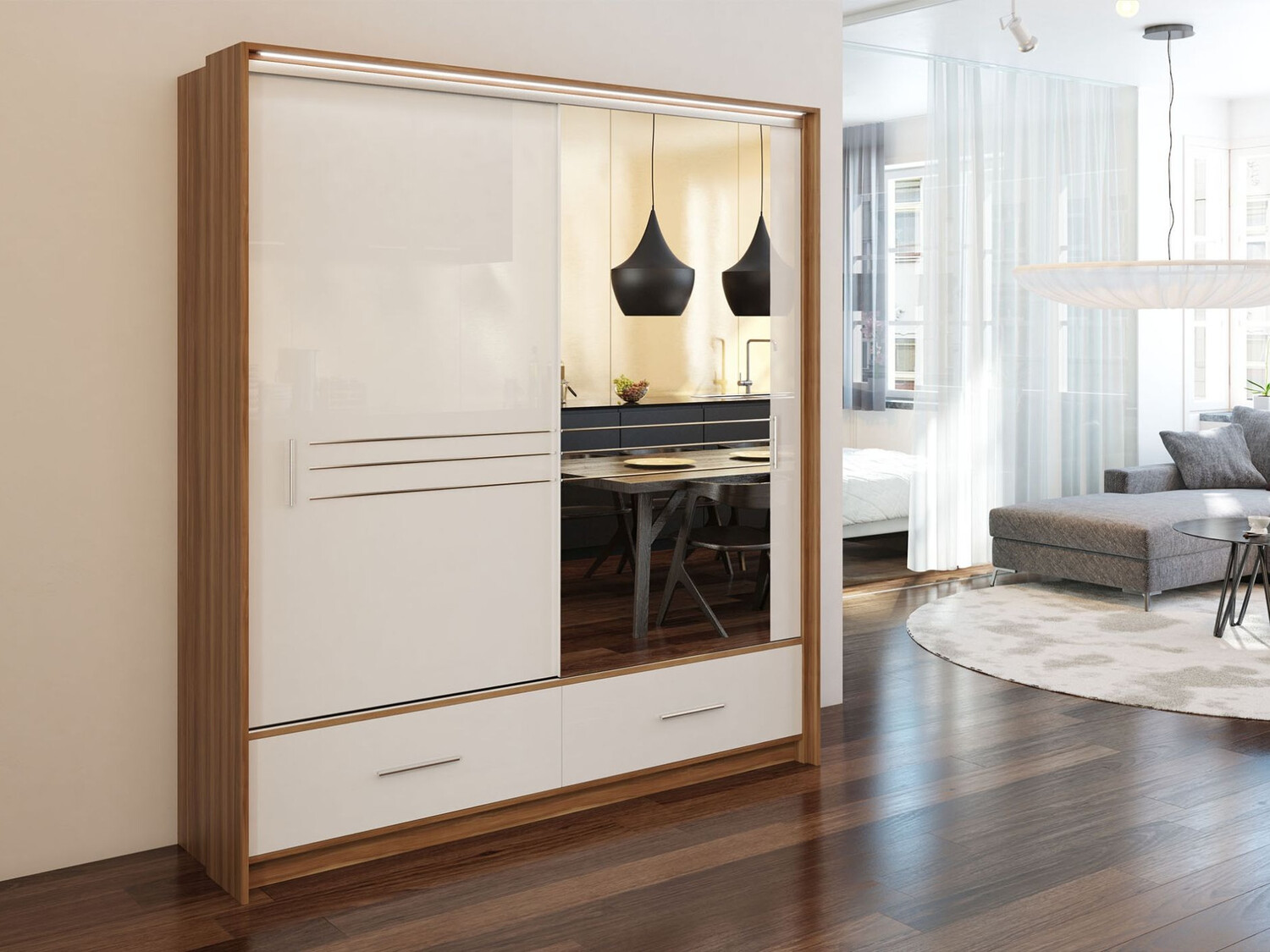 Roupeiro Honolulu 163 (Ameixa + Branco brilhante)