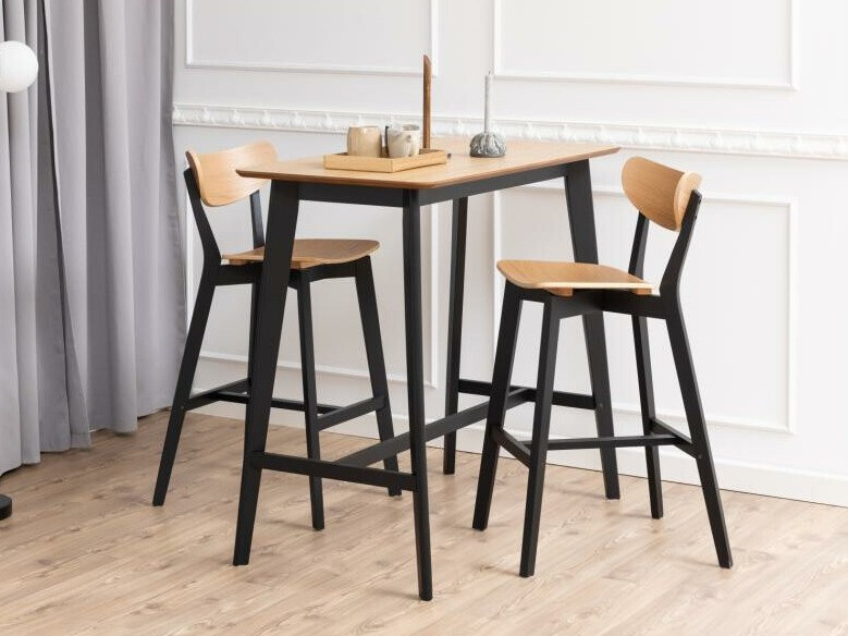 Banco de bar Norsica 736 (Preto + Madeira clara)