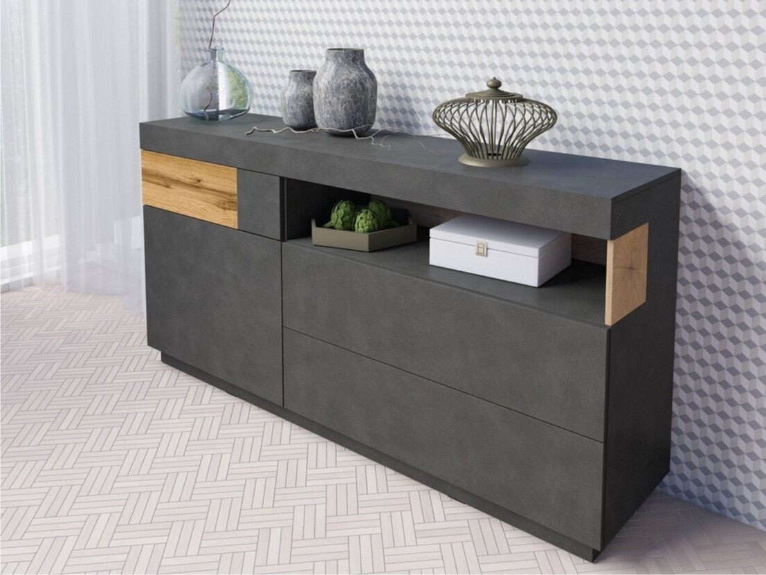 Cómoda Livlore 107 (Matera cinzento + Carvalho wotan)