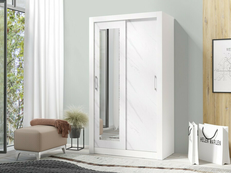 Roupeiro Omaha 127 (Marmore branco + Branco)