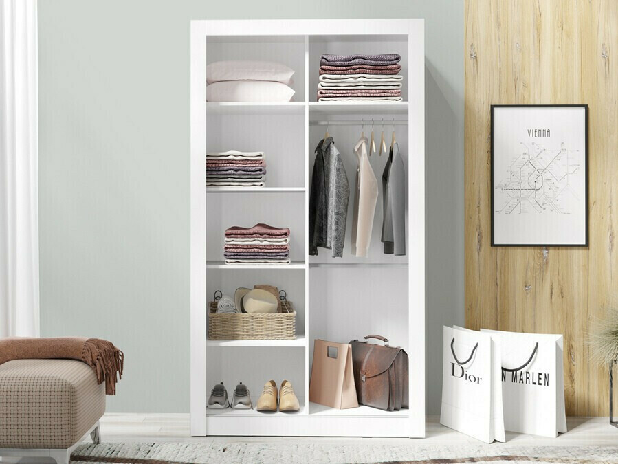 Roupeiro Omaha 127 (Marmore branco + Branco)