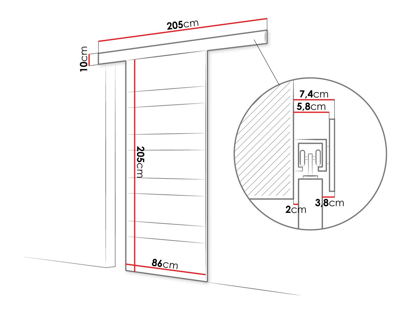 Porta de correr Closico 173 (Castanho + Branco)