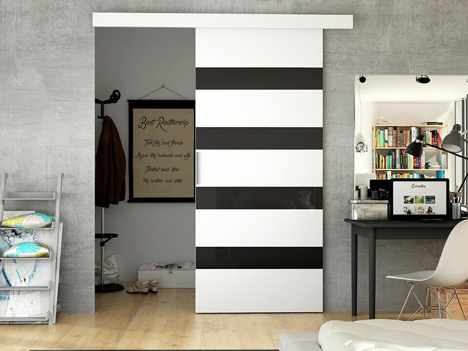 Porta de correr Closico Materia V (Branco + Preto)