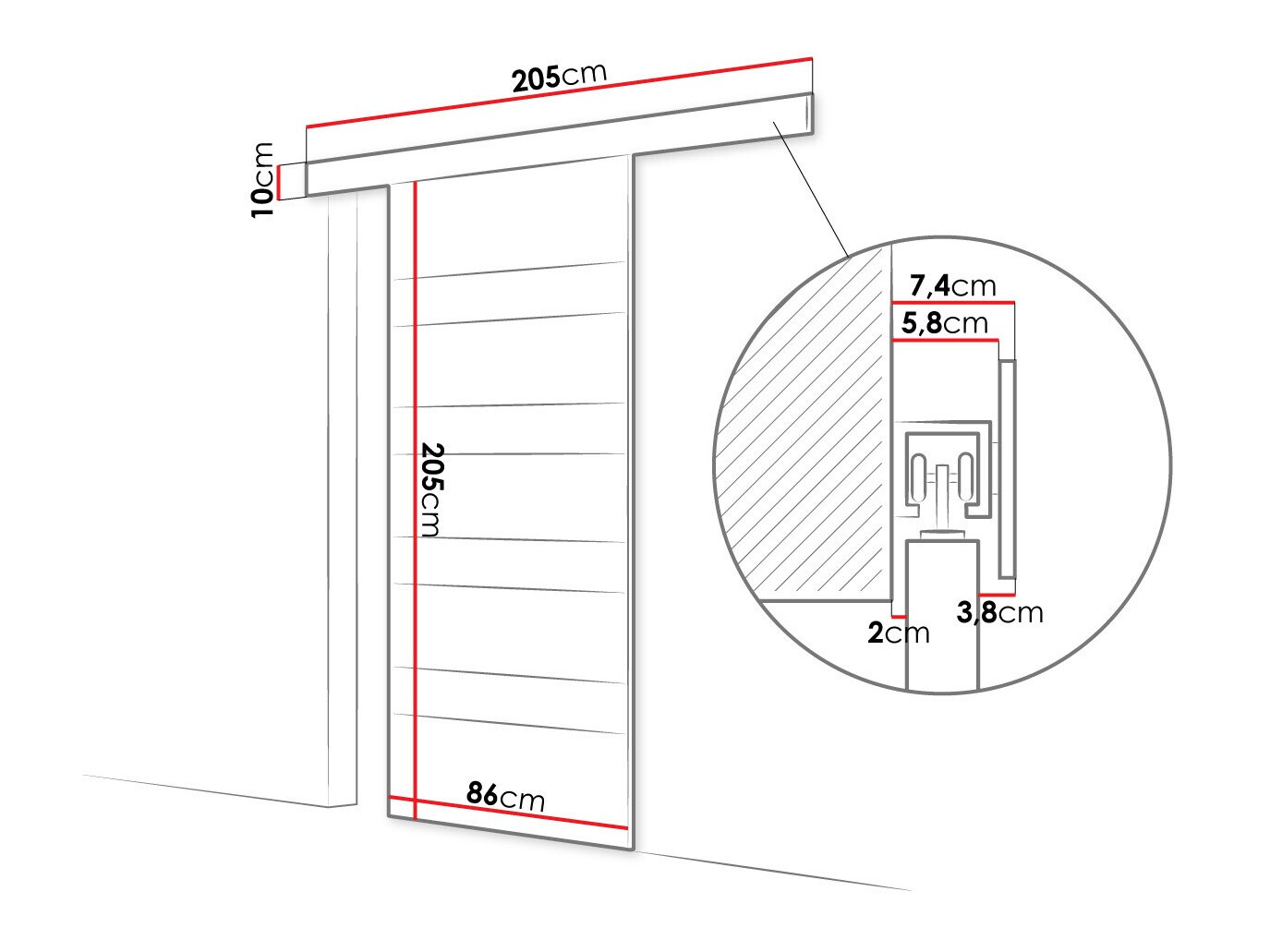 Porta de correr Closico Materia V (Carvalho sonoma + Branco)