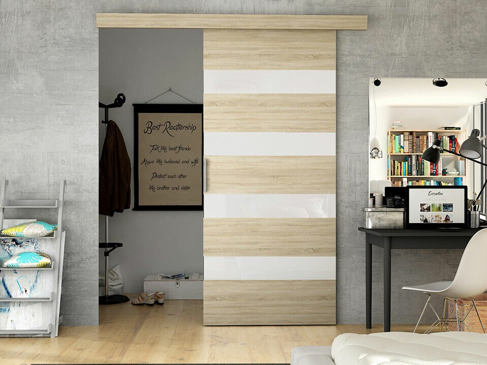 Porta de correr Closico Materia V (Carvalho sonoma + Branco)