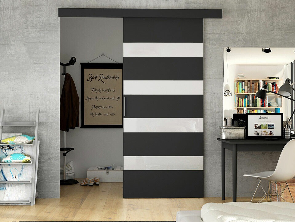 Porta de correr Closico Materia V (Preto + Branco)