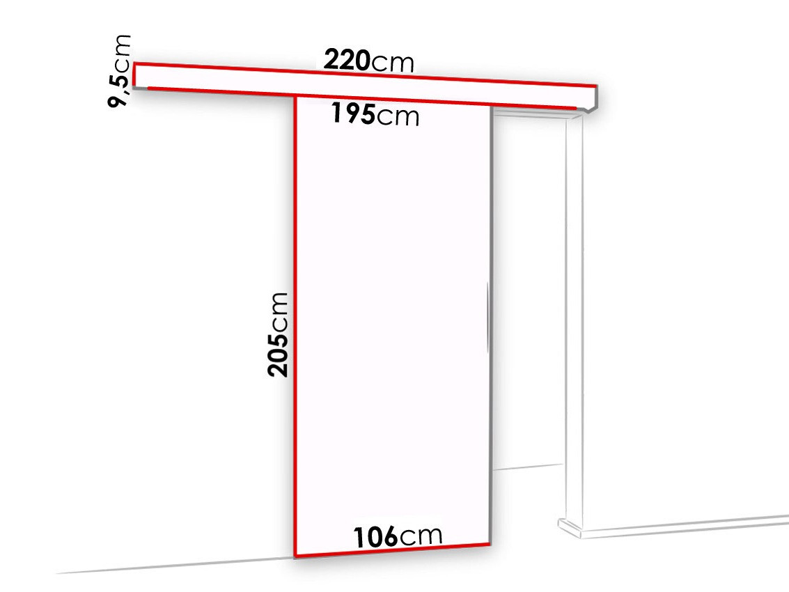 Porta de correr Dover 127 (Branco + Preto)