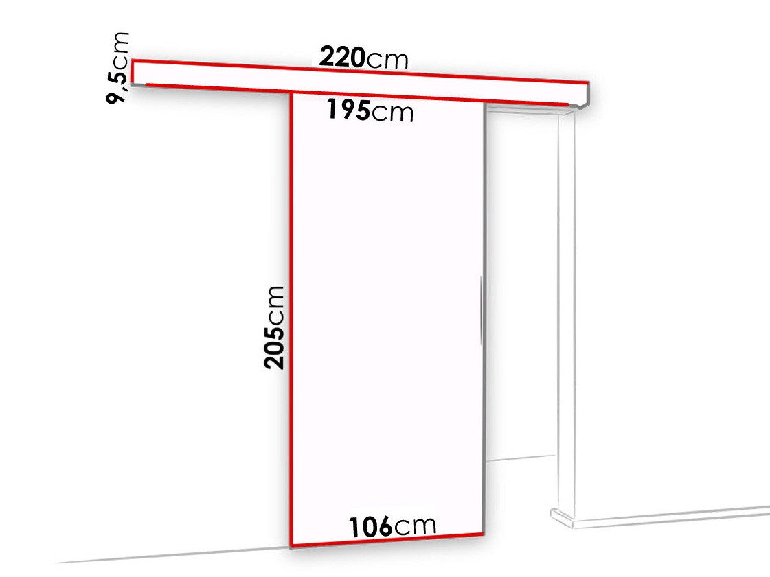 Porta de correr Dover 127 (Freixo escuro + Preto)
