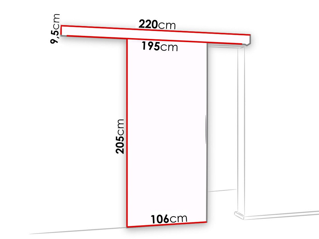 Porta de correr Dover 140 (Branco + Preto)