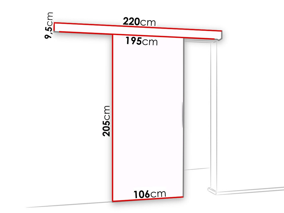 Porta de correr Dover 140 (Carvalho sonoma + Preto)