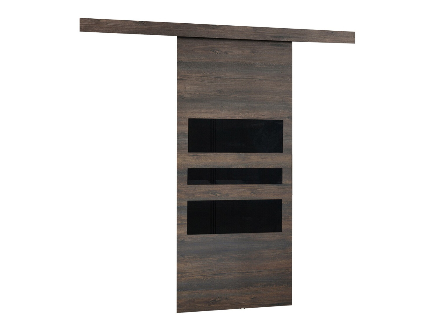 Porta de correr Dover 140 (Madeira de freixo escura + Preto)