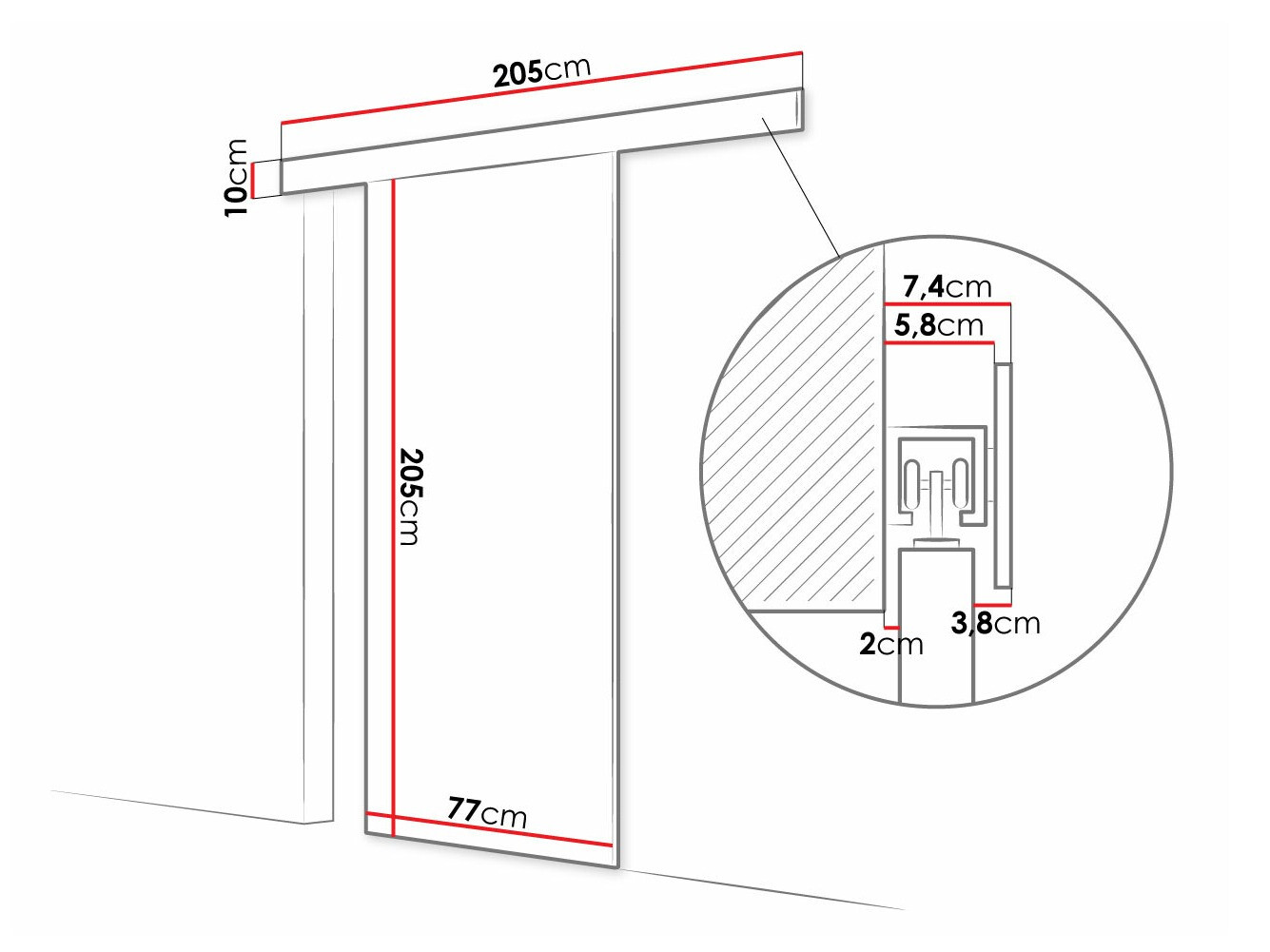 Porta de correr Closico Fundus II (Preto)