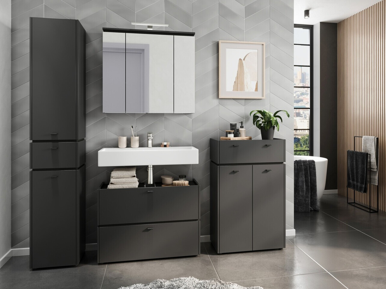 Conjunto para casa de banho Larsalu 106 (Grafite)