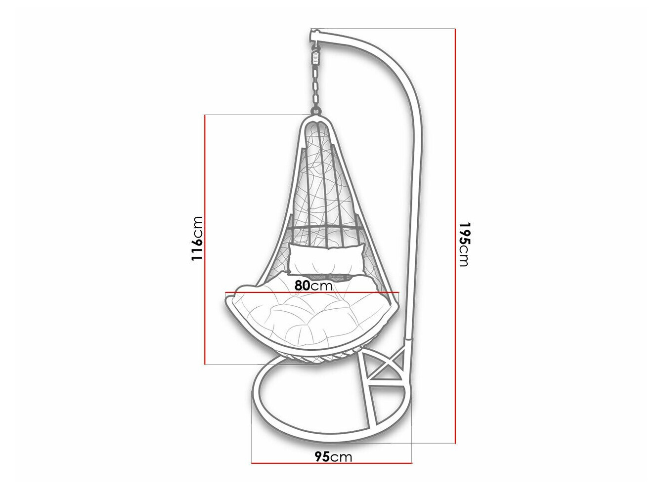 Cadeira suspensa Comfivo 313 (Creme + Preto)