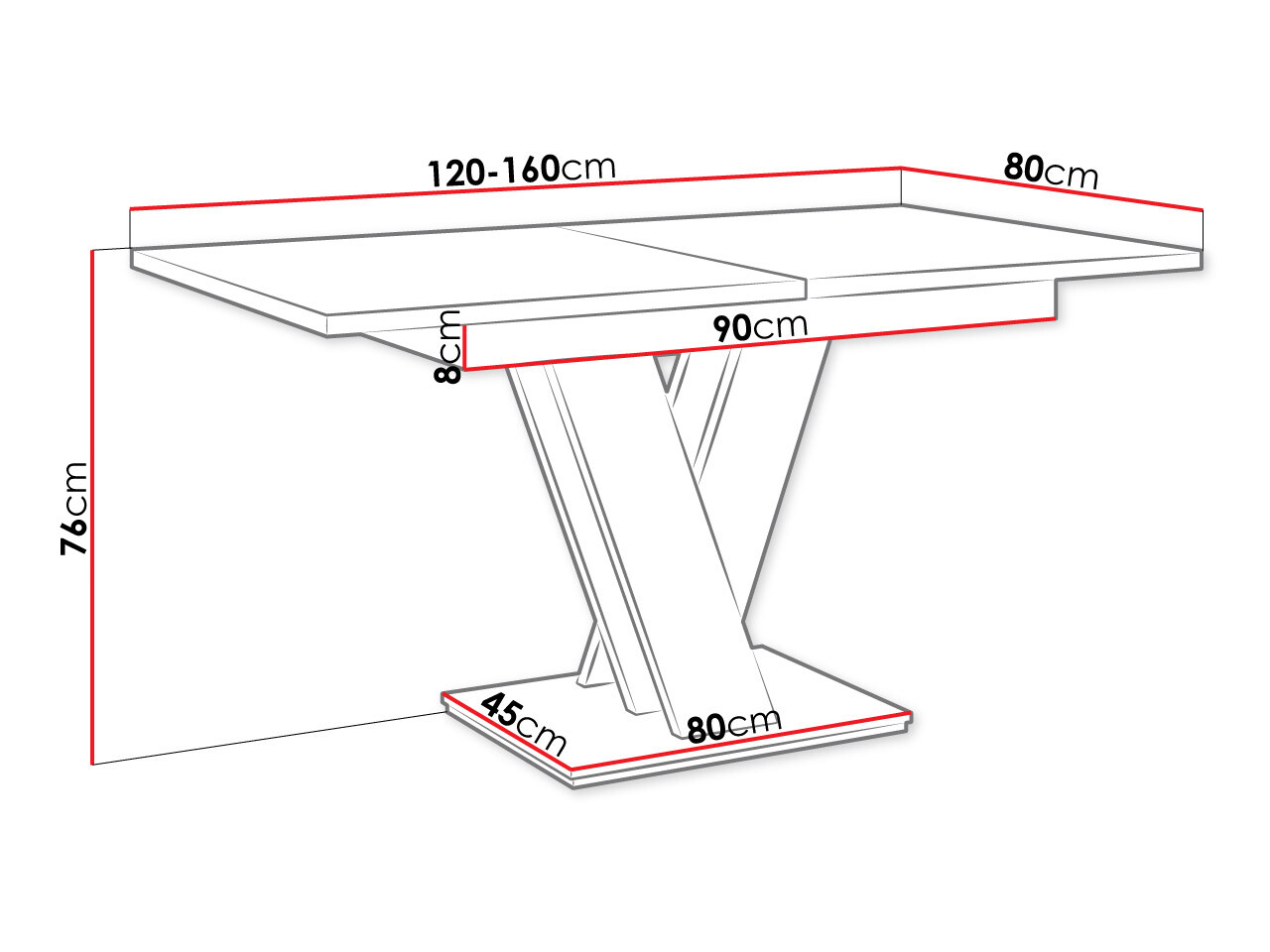 Mesa Musus (Branco brilhante + Carvalho sonoma)