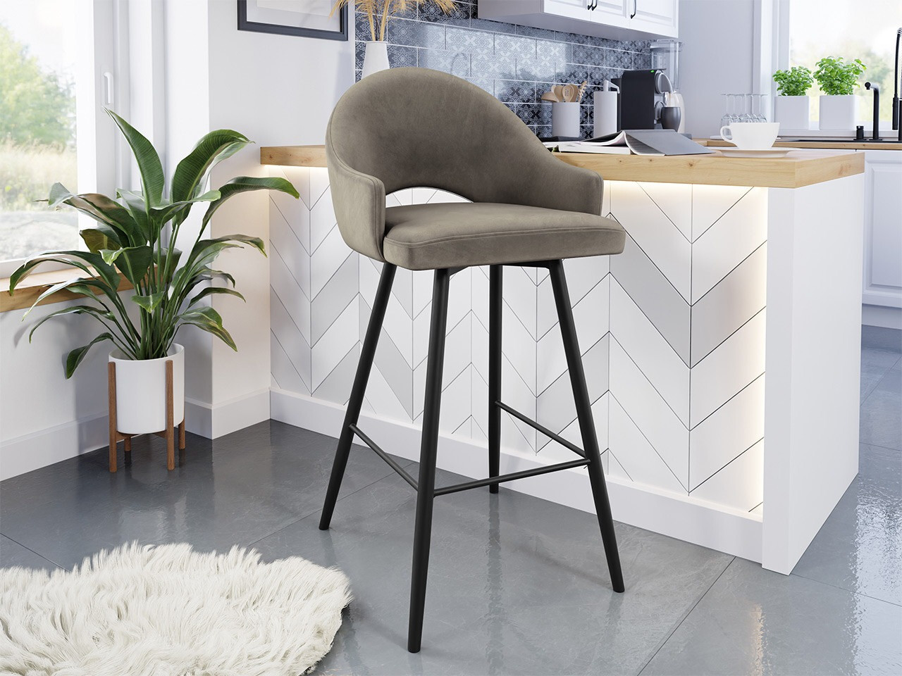 Banco de bar Jackson 103 (Preto + Magic Velvet 2209)