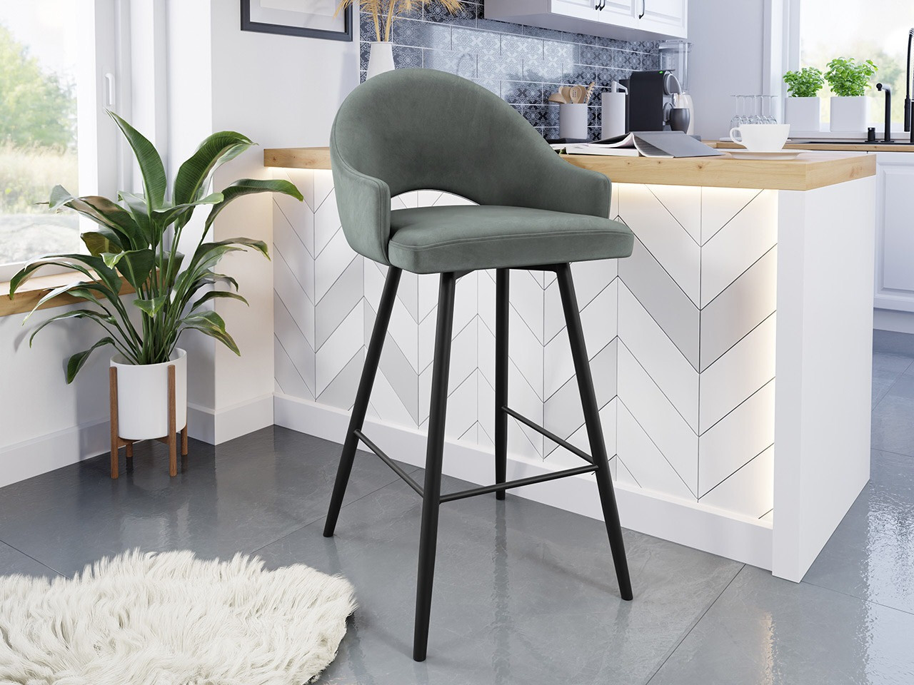 Banco de bar Jackson 103 (Preto + Magic Velvet 2217)