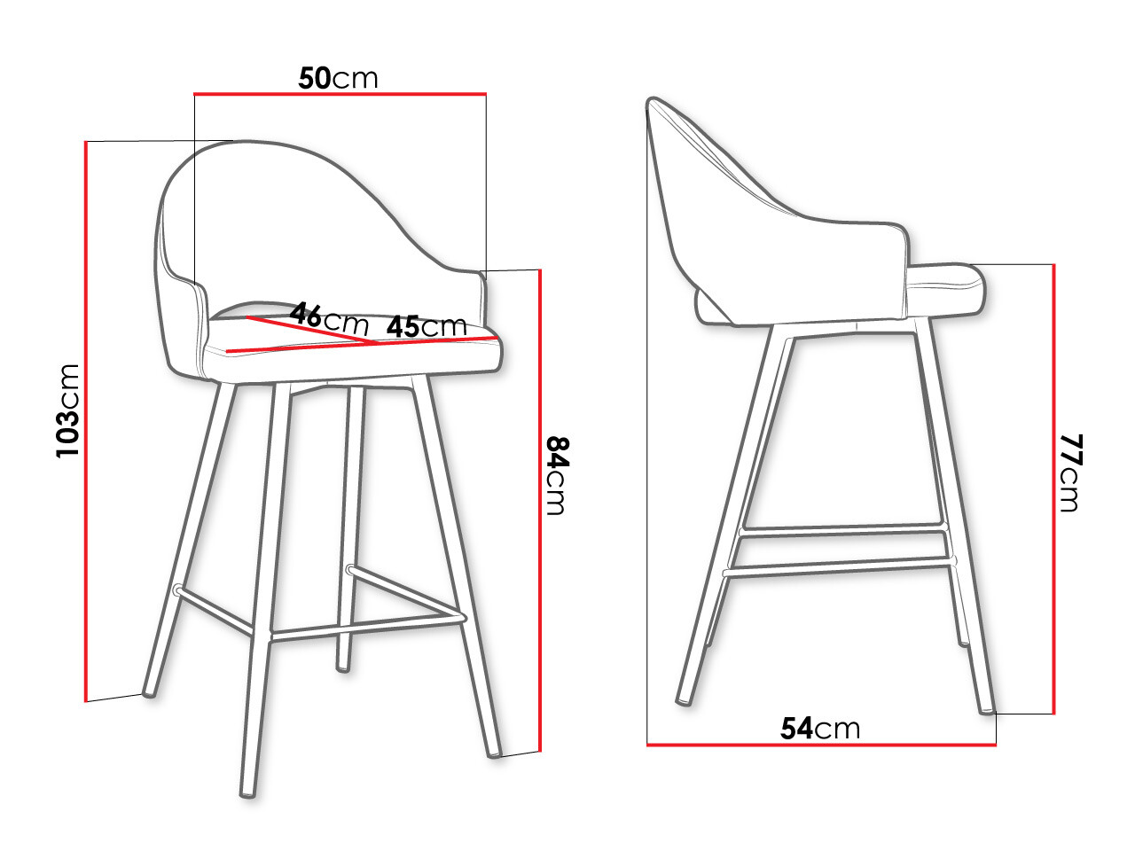 Banco de bar Jackson 103 (Preto + Magic Velvet 2250)
