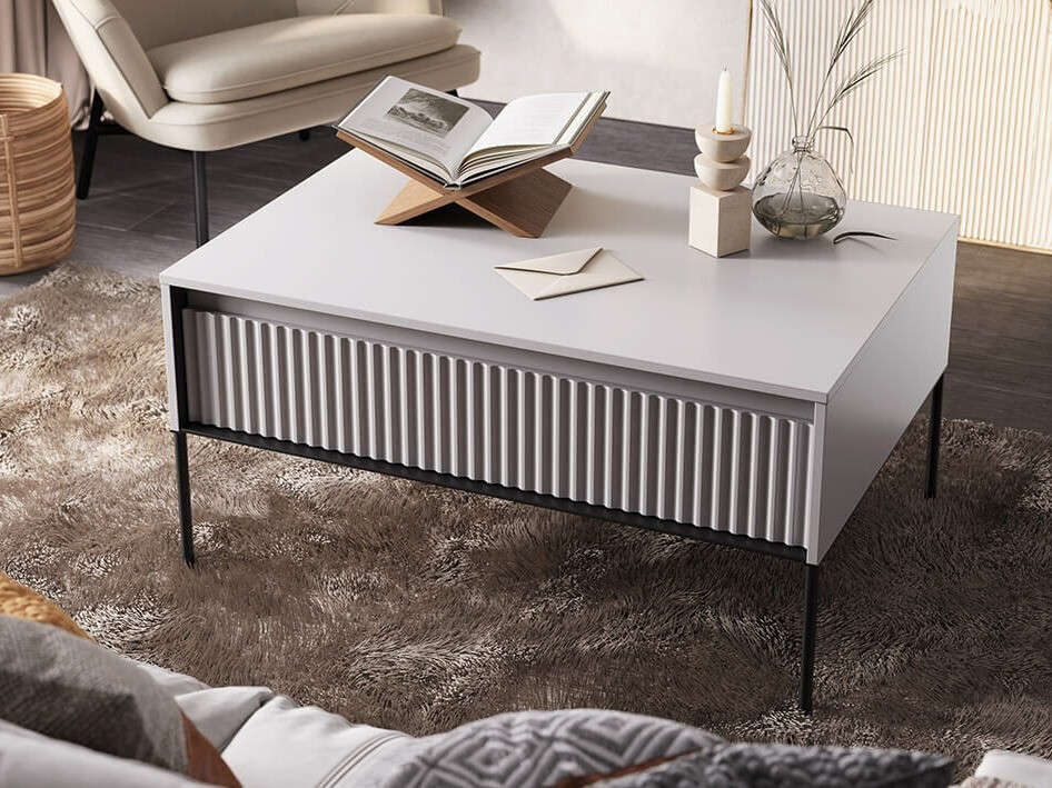 Mesa de centro Fernolu 110 (Cinzento + Preto)