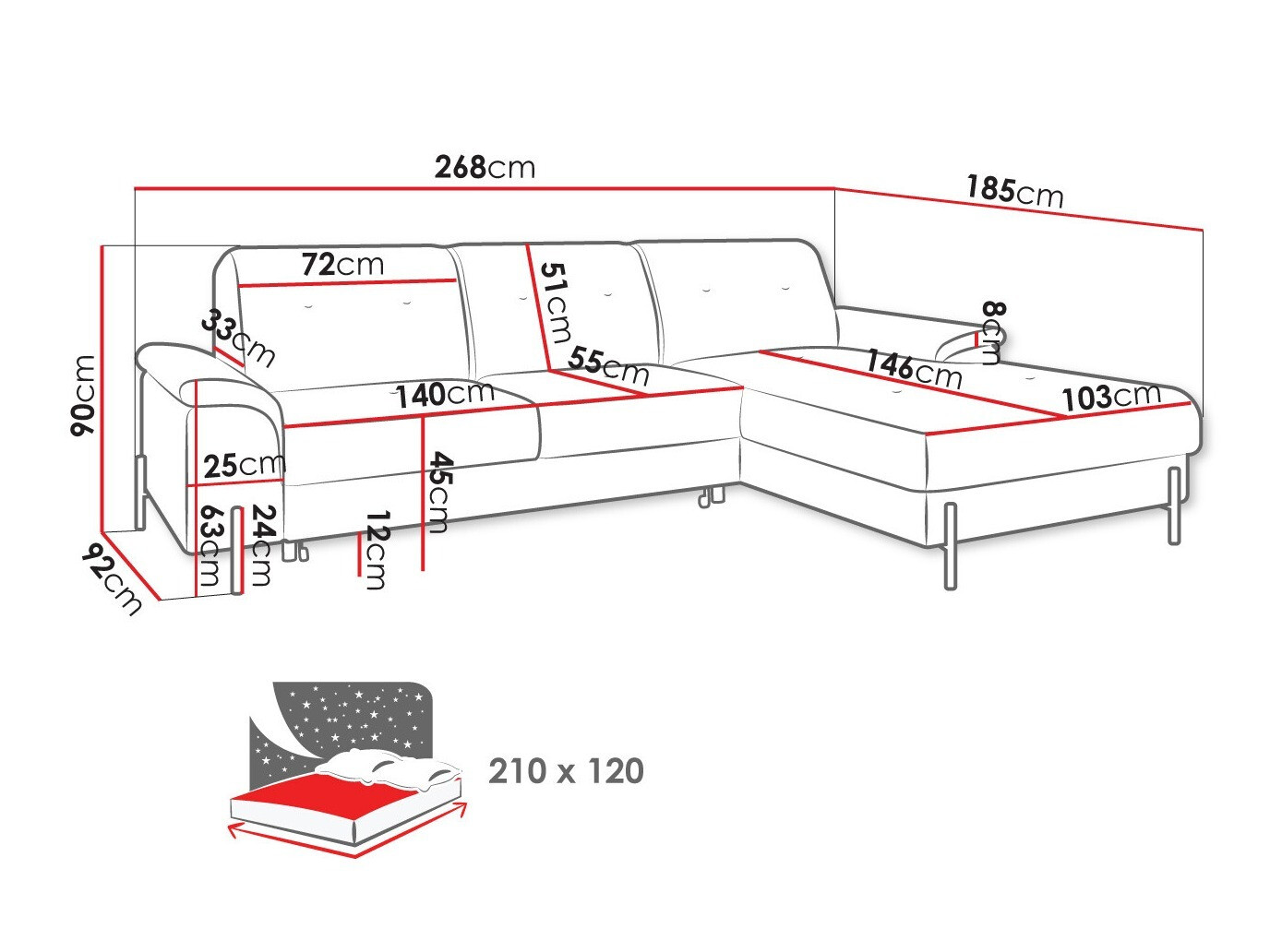 Sofá de canto Comfivo 133 (Matana 04)