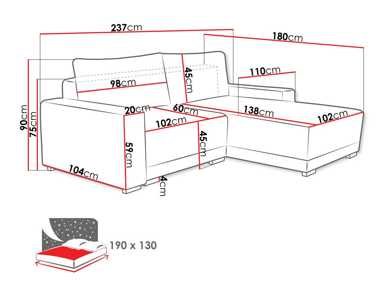 Sofá de canto Columbus 204 (Tilia 77)